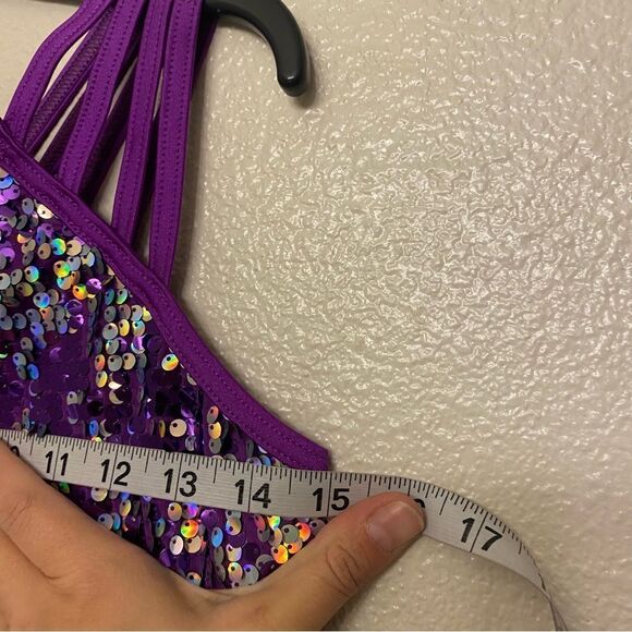 WEISSMAN Dance Costume purple sequin Hologram Sparkle shift Dress D12149 LC/XLC - Picture 6 of 10